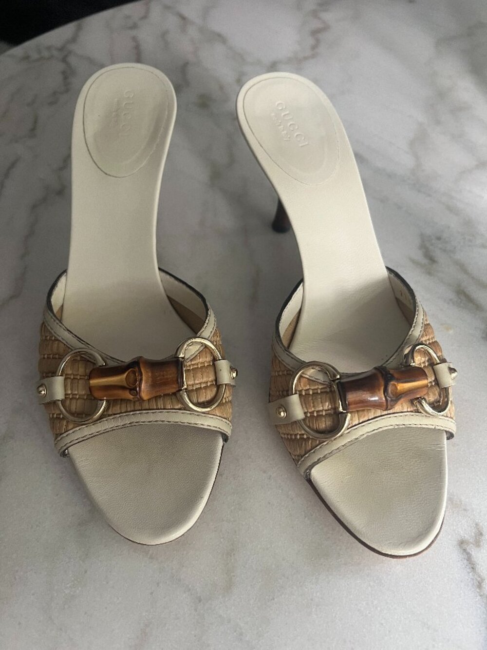 Vintage Gucci Beige Leather Bamboo Horsebit Sandals (7)